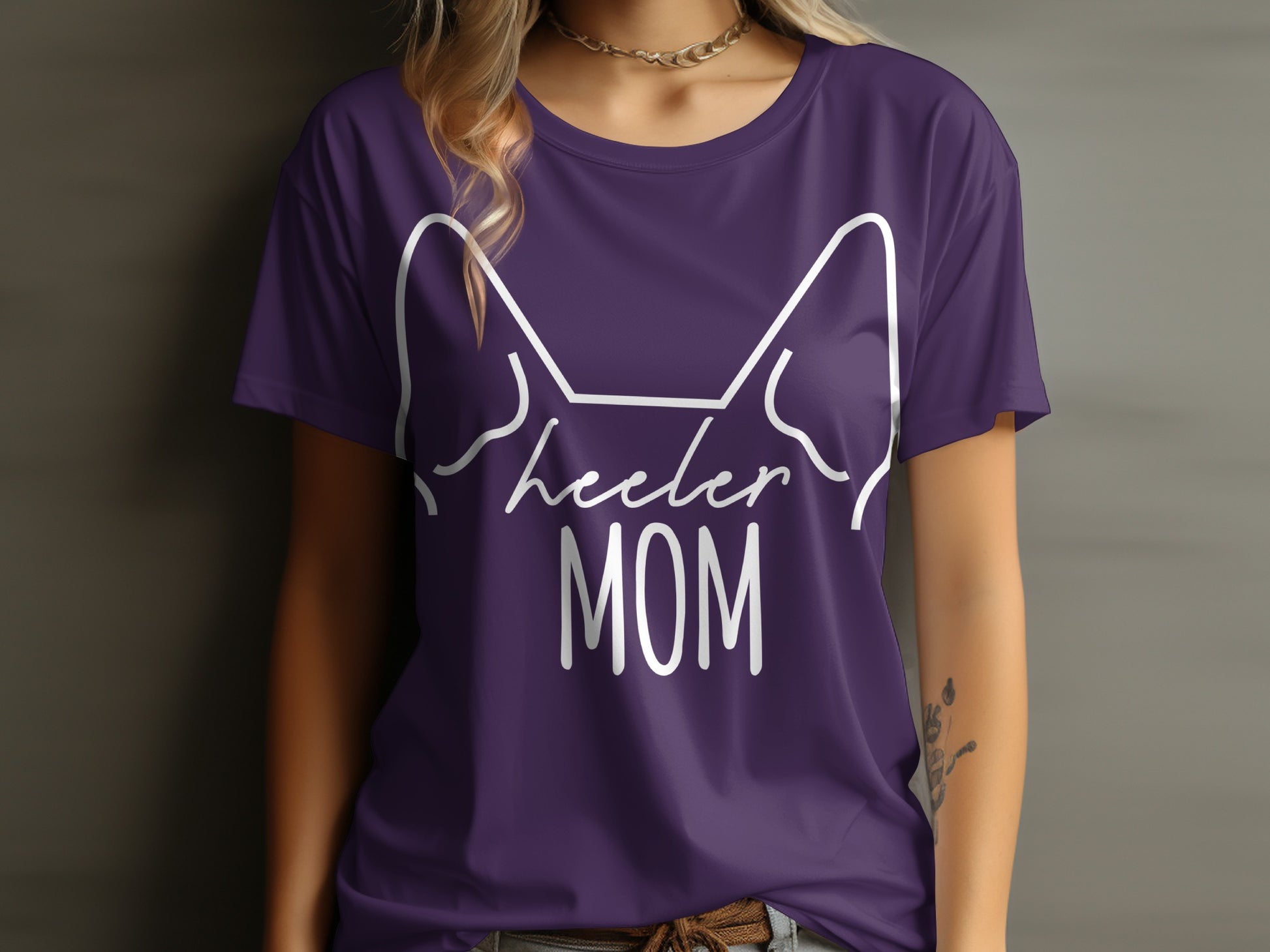 Cute Heeler Mom Shirt with Adorable Dog Ears Design