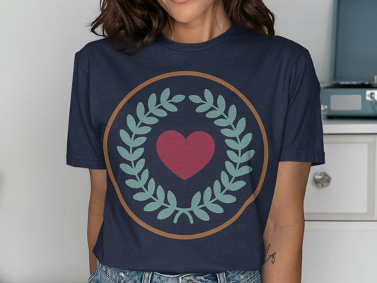Heart and Laurel Design Navy Blue T-Shirt Product