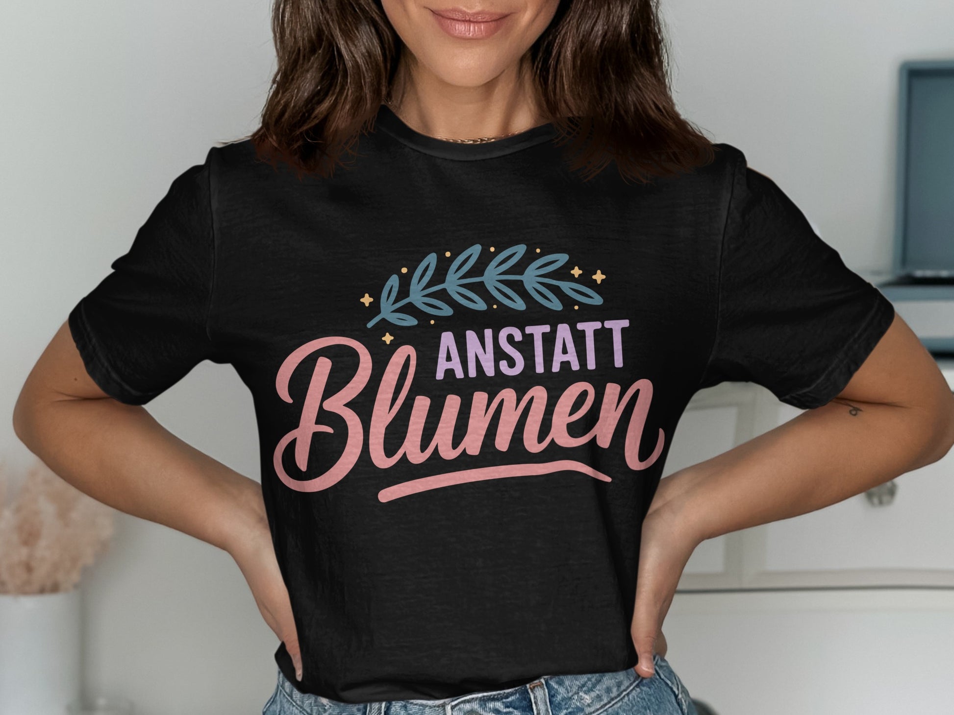 Stylish Anstatt Blumen Themed Graphic Shirt