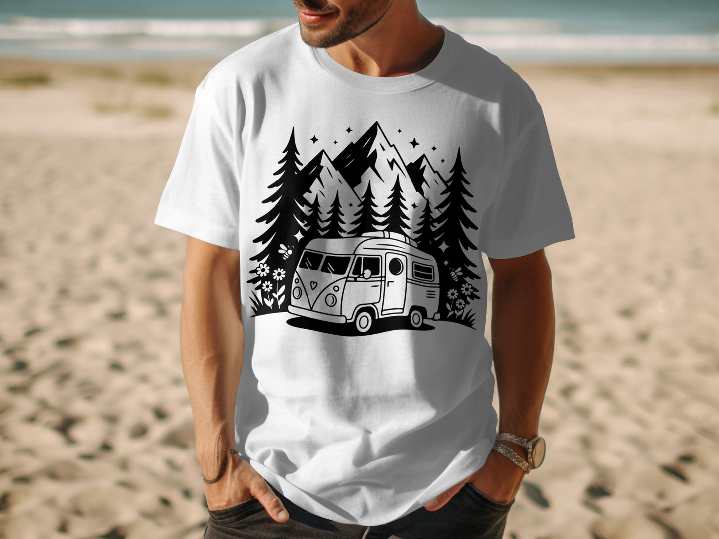 Adventure Ready Van and Mountain Scene T-shirt