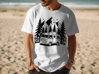 Adventure Ready Van and Mountain Scene T-shirt