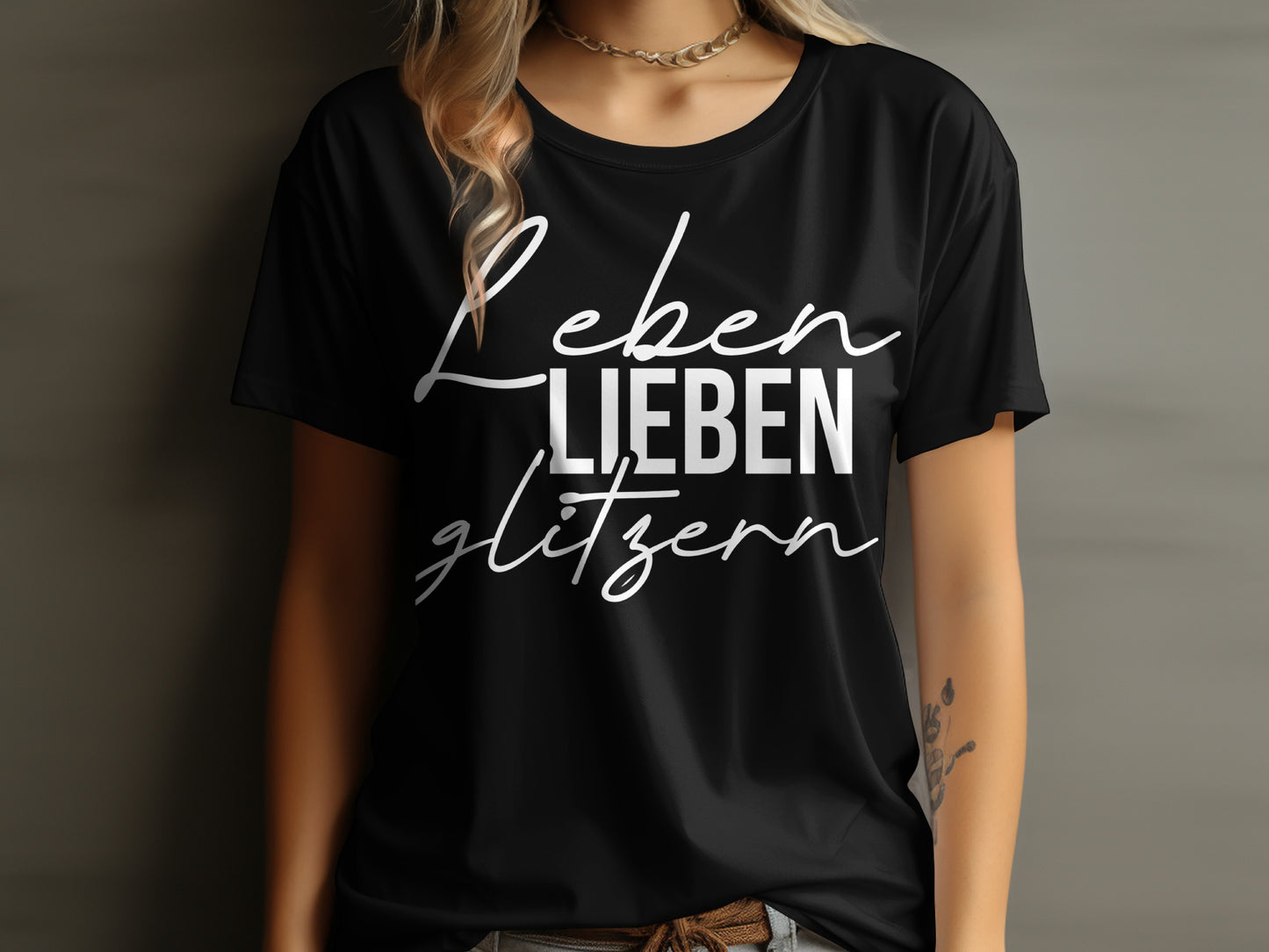Leben Lieben Glitzern Graphic T-Shirt