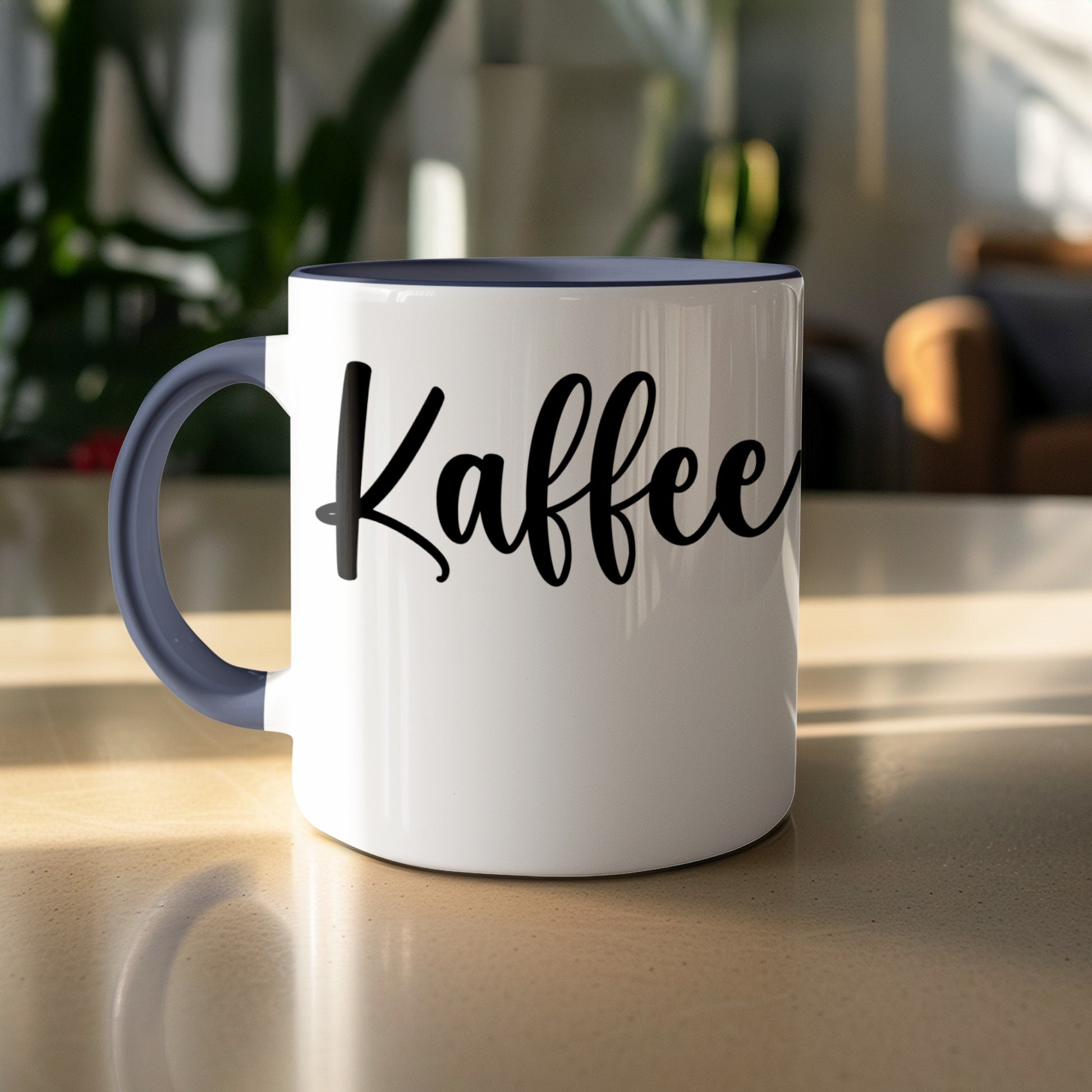 Stylish White Mug with Kaffee Script Design
