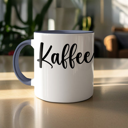 Stylish White Mug with Kaffee Script Design
