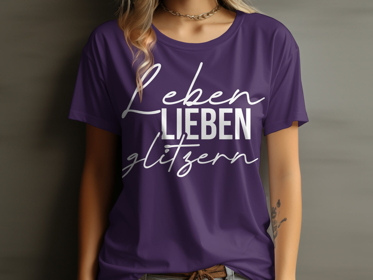 Leben Lieben Glitzern Slogan T-shirt product