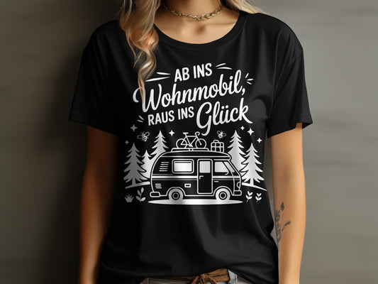 Ab Ins Wohnmobil Raus Ins Glück in black T-shirt