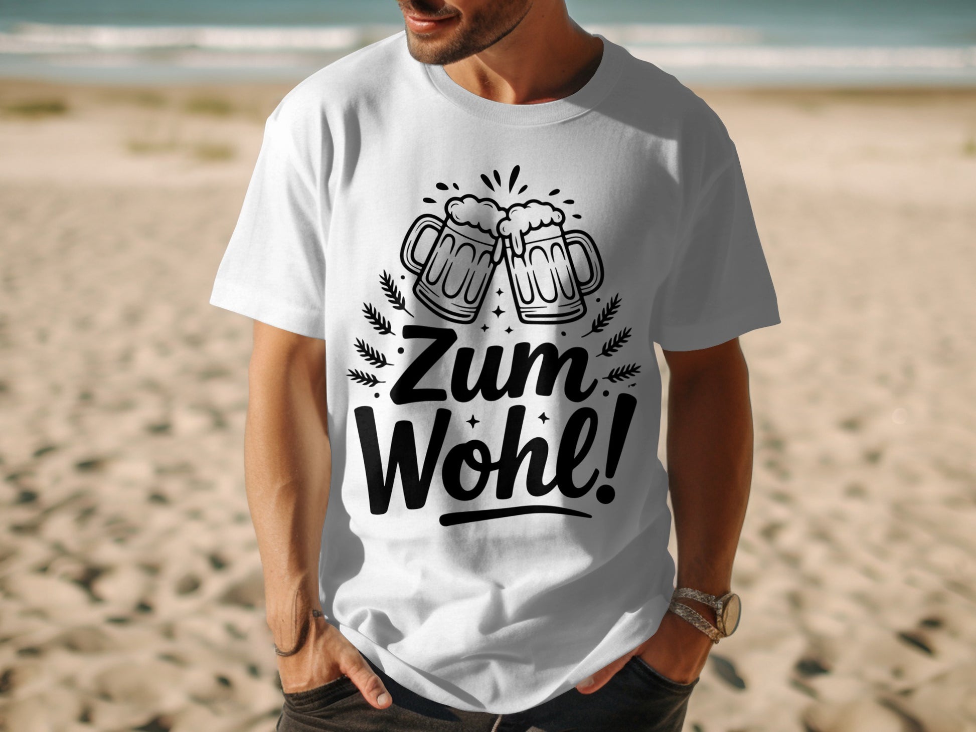 Zum Wohl Beer Mug Graphic Print T-Shirt