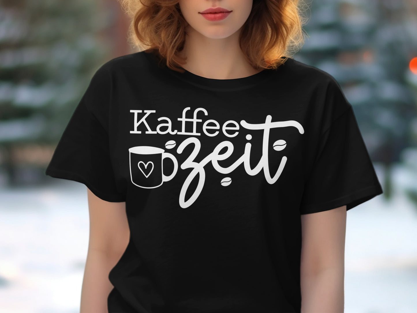 Kaffee Zeit Shirt with Cute Coffee Mug Graphic