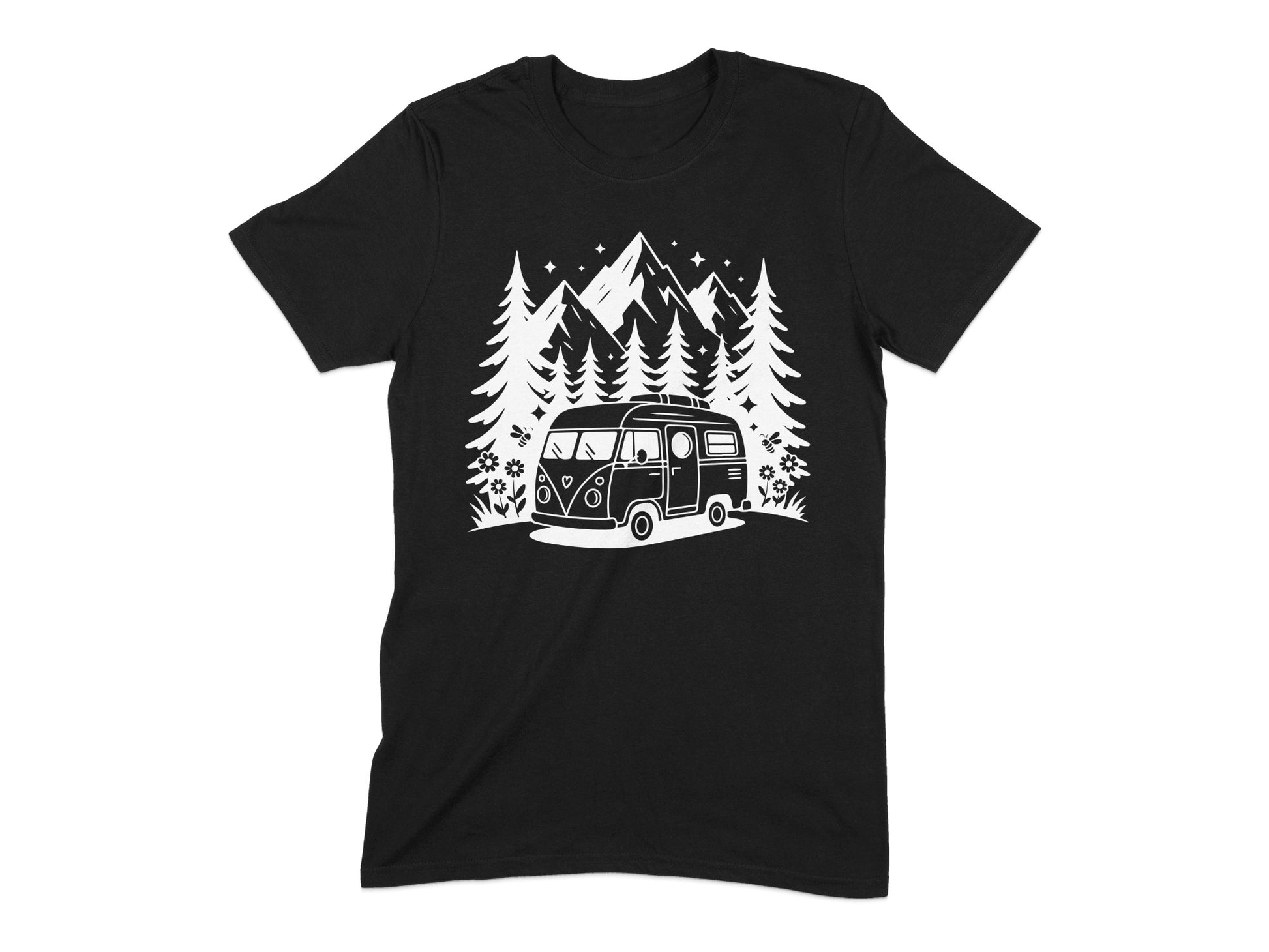 Retro Van Adventure in Snowy Forest T-shirt