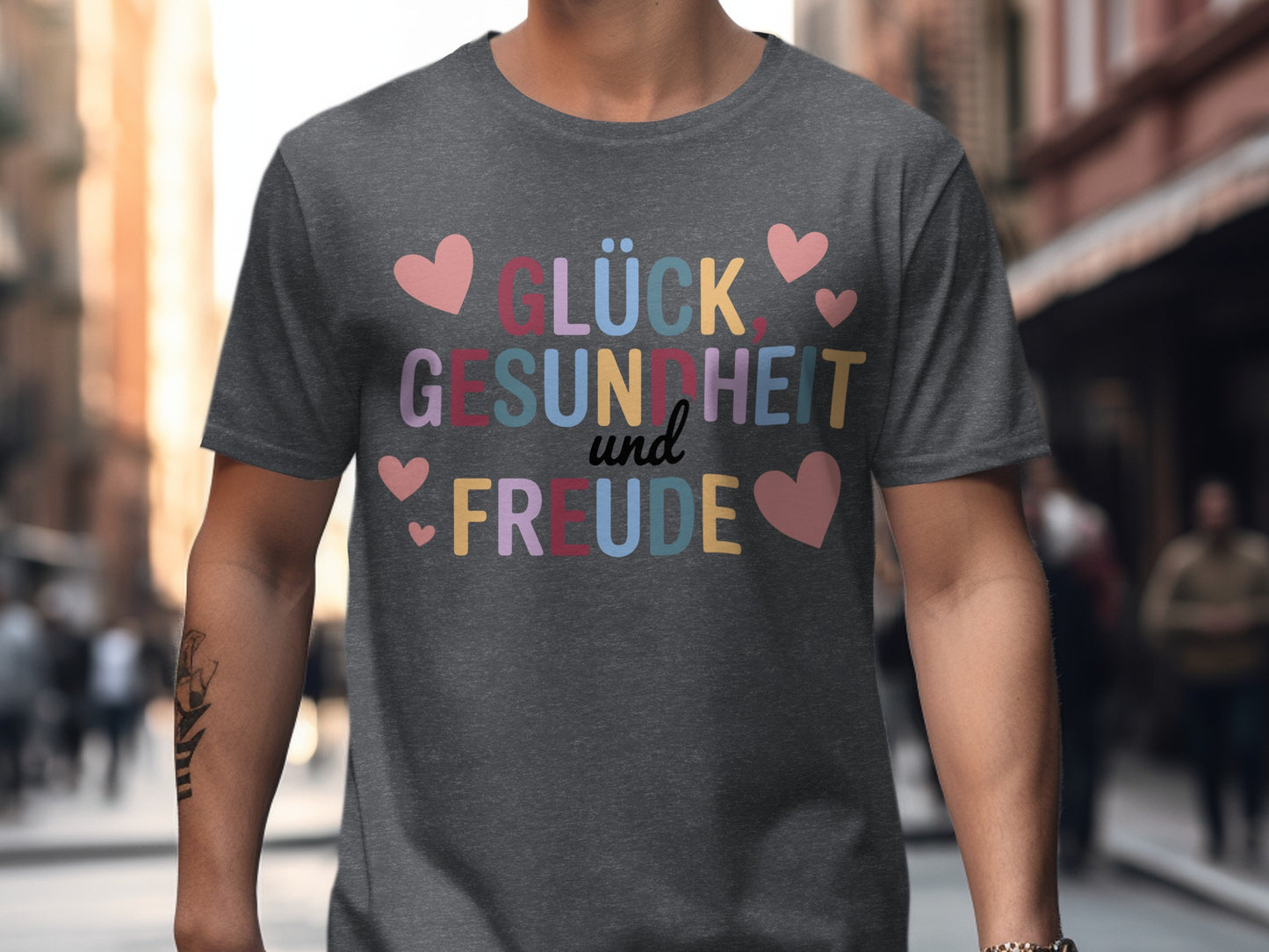 Glück Gesundheit und Freude in Bunt T-Shirt