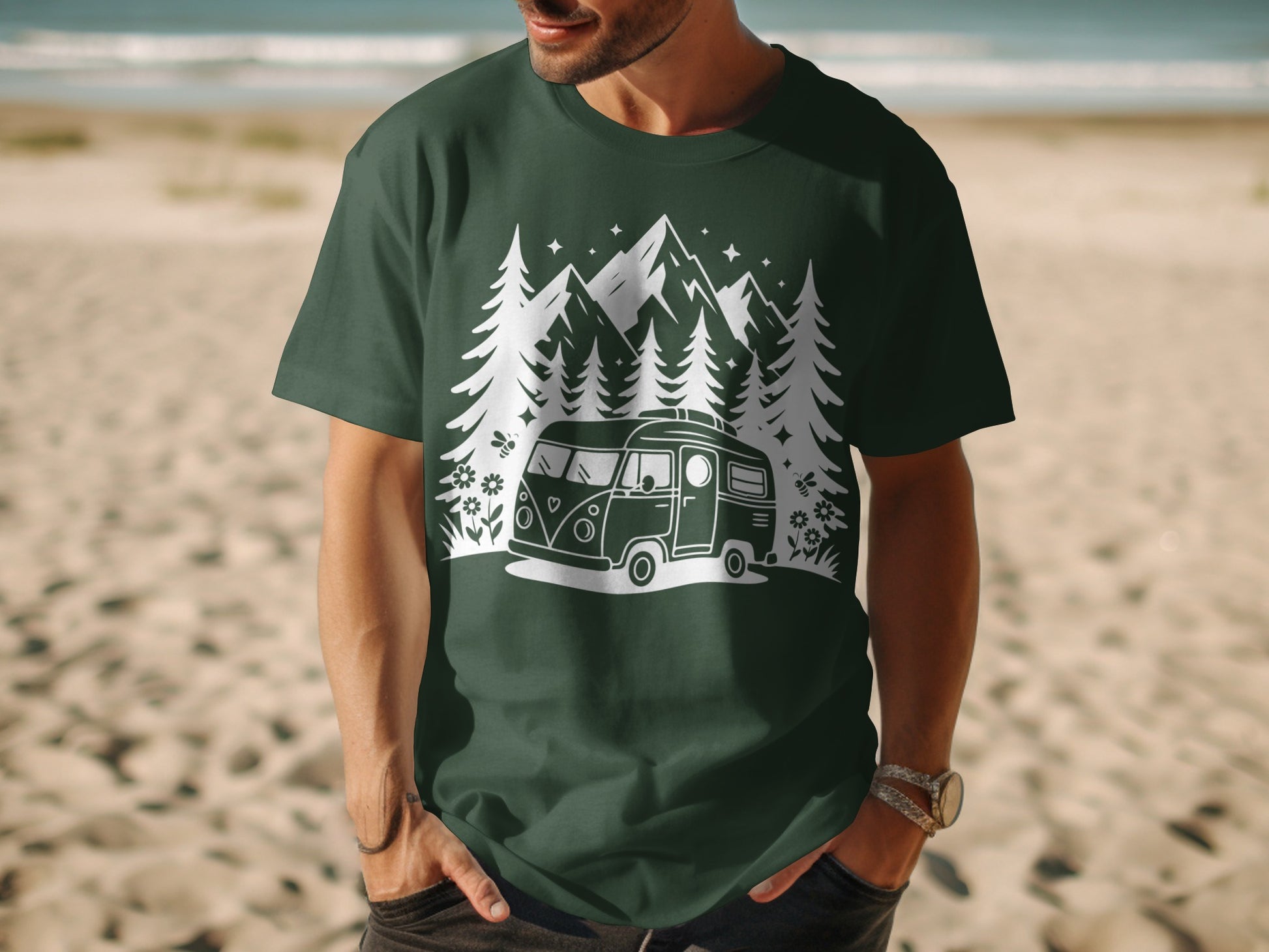 Adventure Camper Van in the Forest Graphic Tee