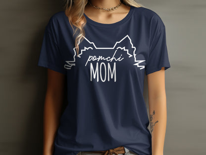 Pomchi Mom Graphic Shirt for Dog Lovers Casual Tee
