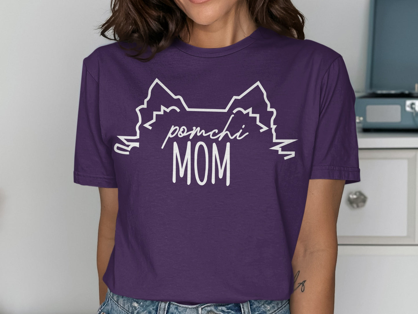 Pomchi Mom Graphic Tee for Dog Lovers
