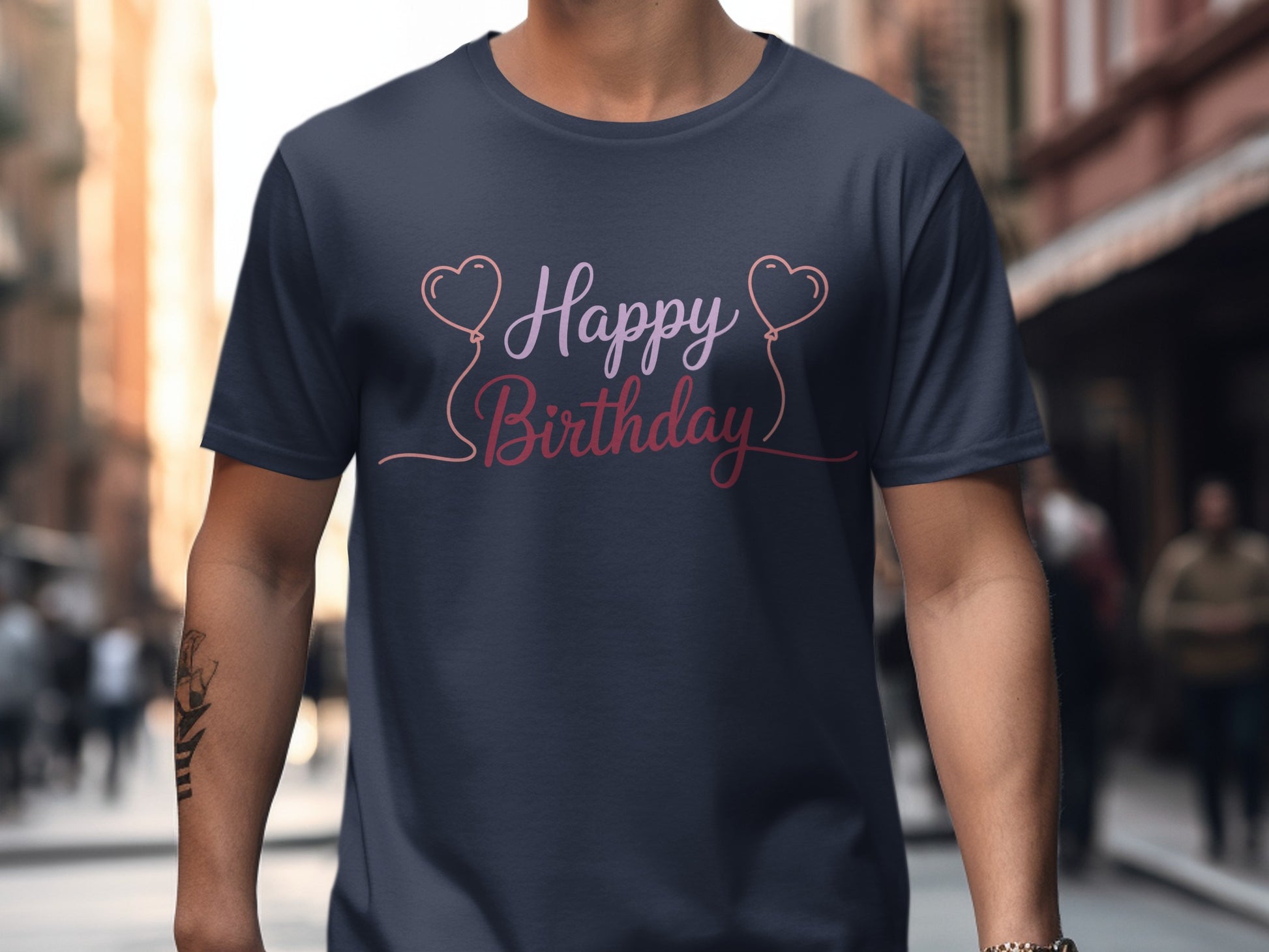 Happy Birthday Heart Balloons Graphic T-Shirt
