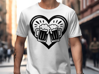 Heart with Clinking Beer Mugs Design Shirt