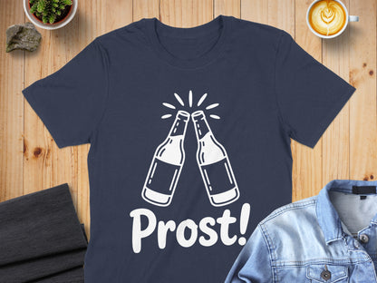 Prost Cheers T-Shirt with Beer Bottle Design