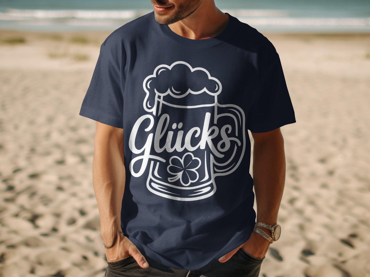 Glücks Beer Mug with Clover Graphic T-Shirt