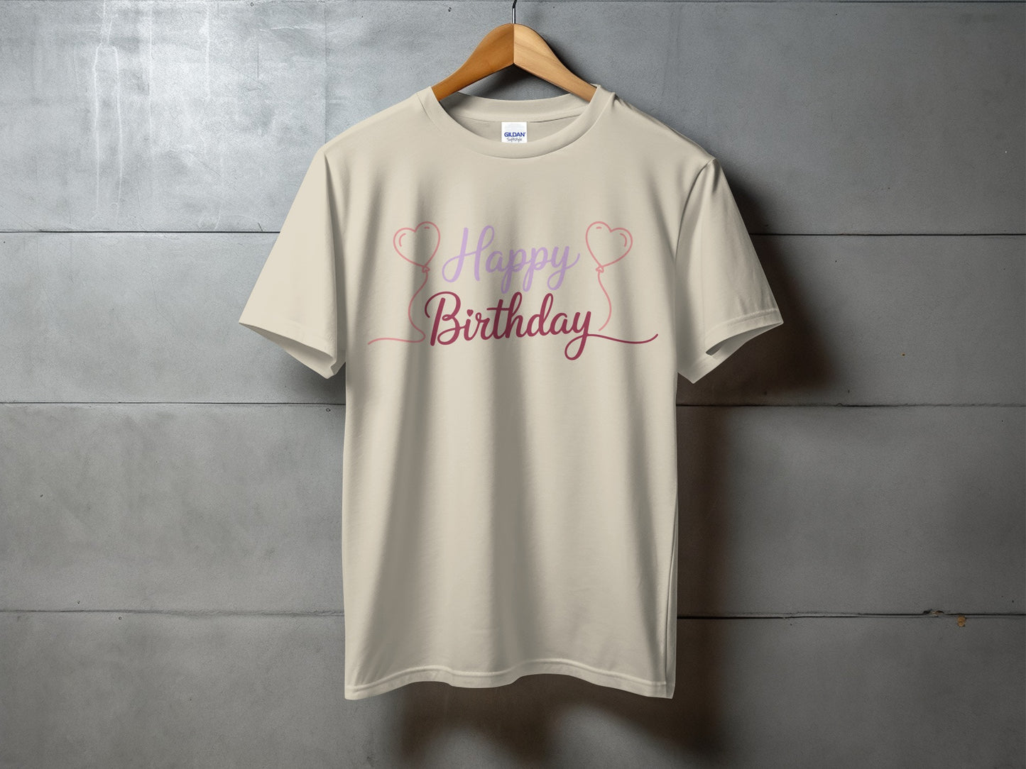 Happy Birthday Design Shirt with Cute Heart Decal