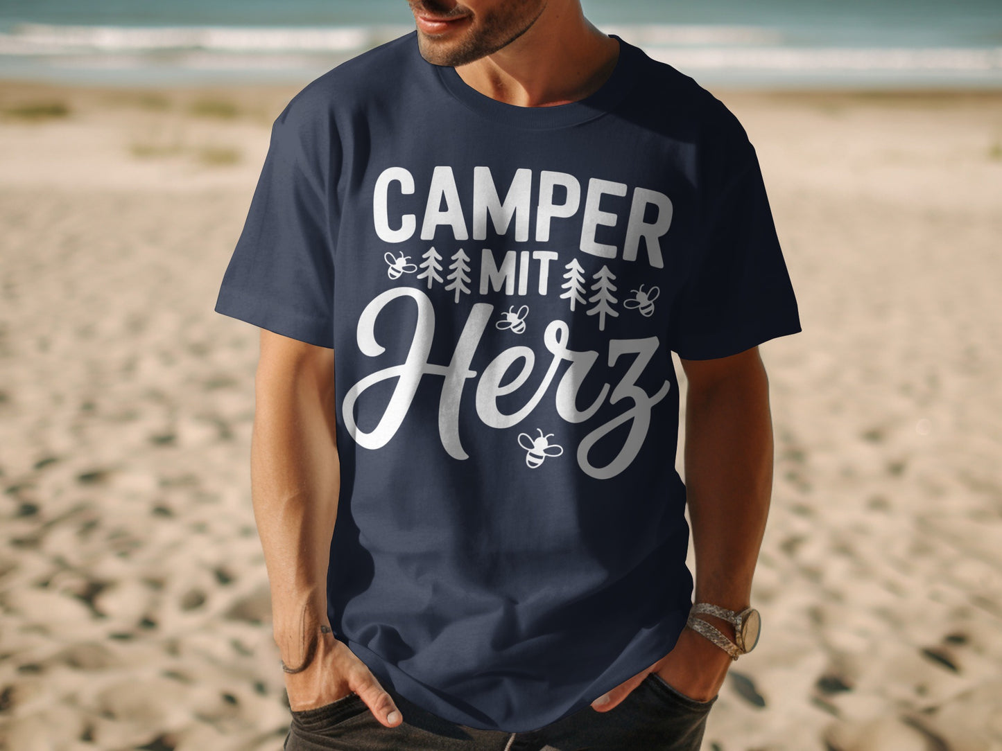 Camper mit Herz Camping Themed Graphic T-Shirt