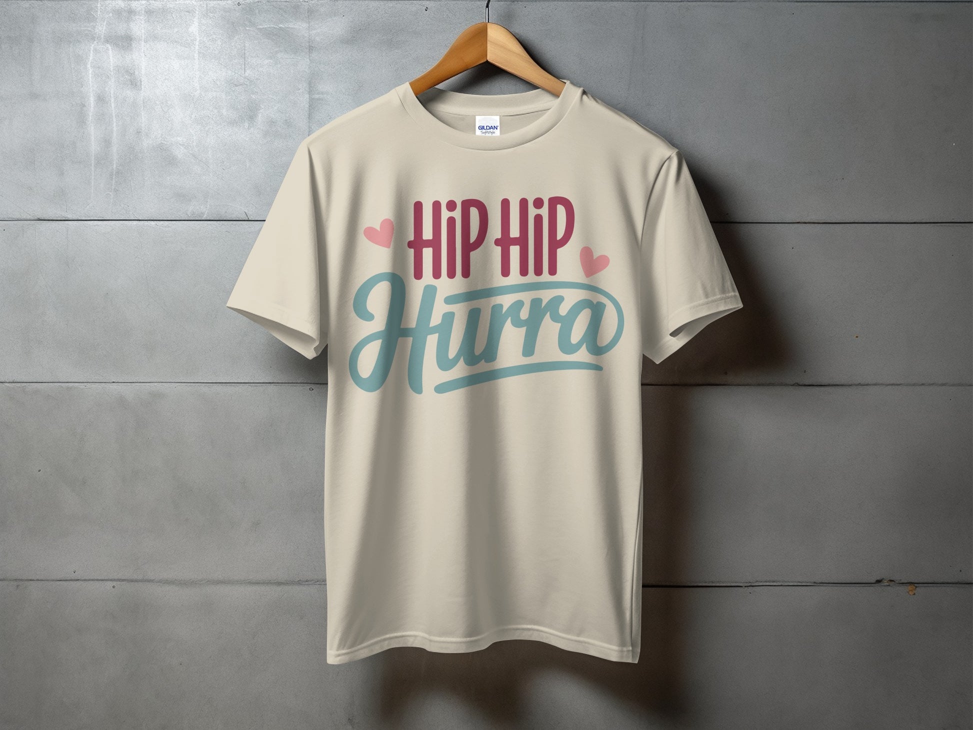 Hip Hip Hurra Graphic T-Shirt with Hearts Design