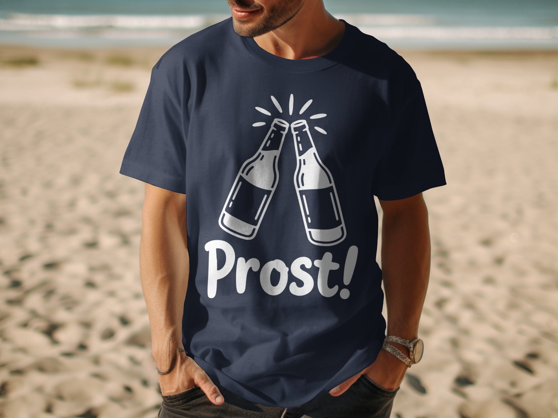 Prost Two Beer Bottles Cheers Graphic T-Shirt