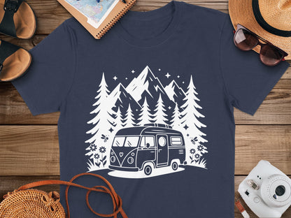 Scenic Mountain Forest Camper Van Graphic Tee