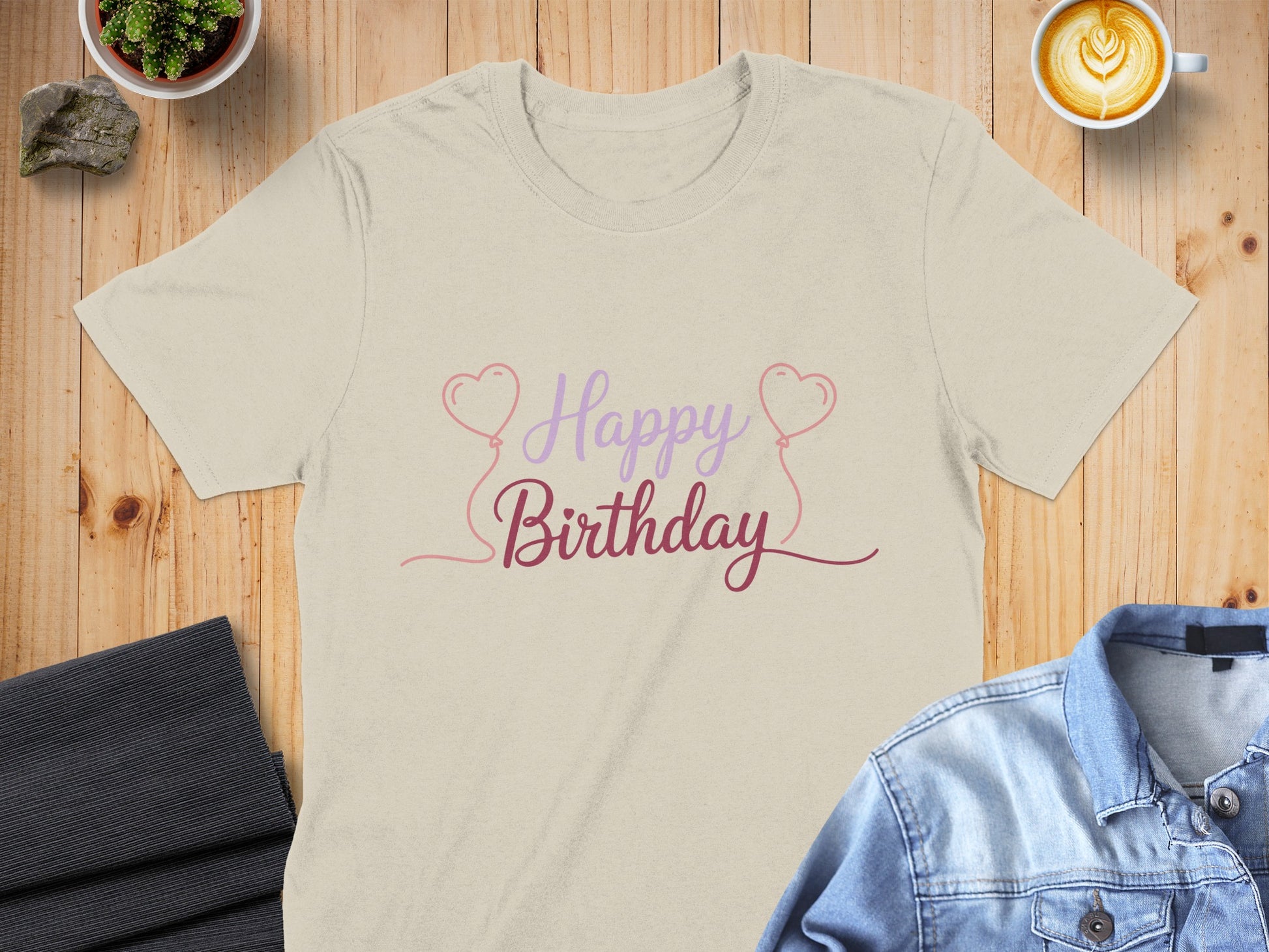 Happy Birthday Heart Balloons Graphic Design Shirt