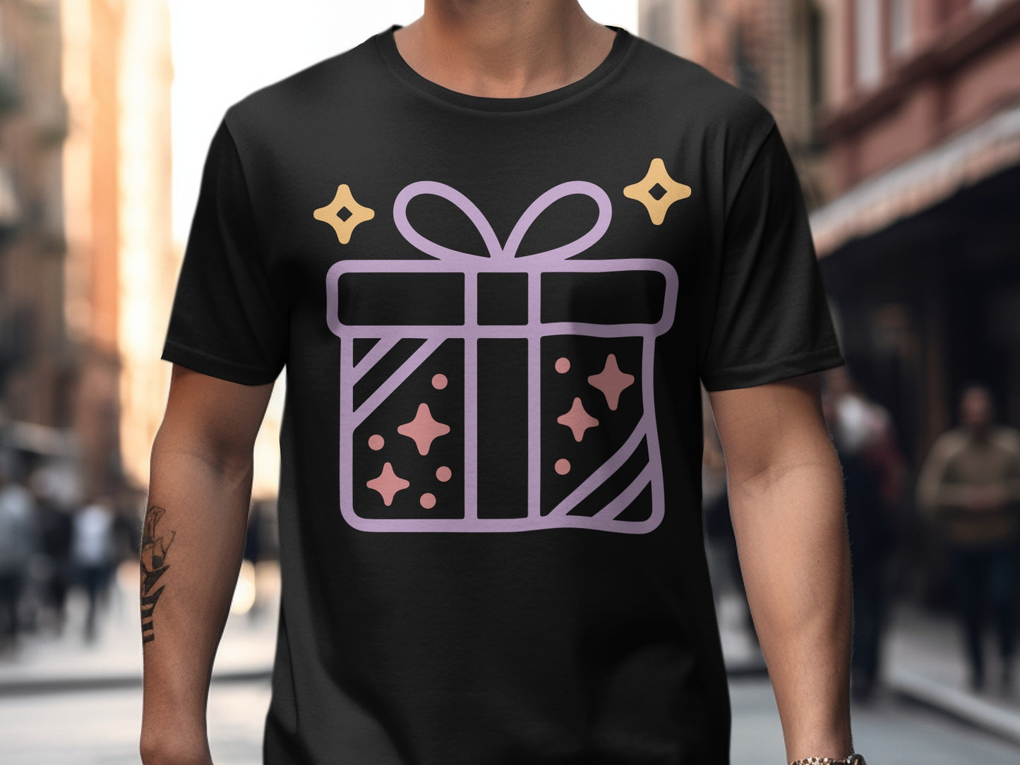 Stylish Shirt with Vibrant Gift Box Design