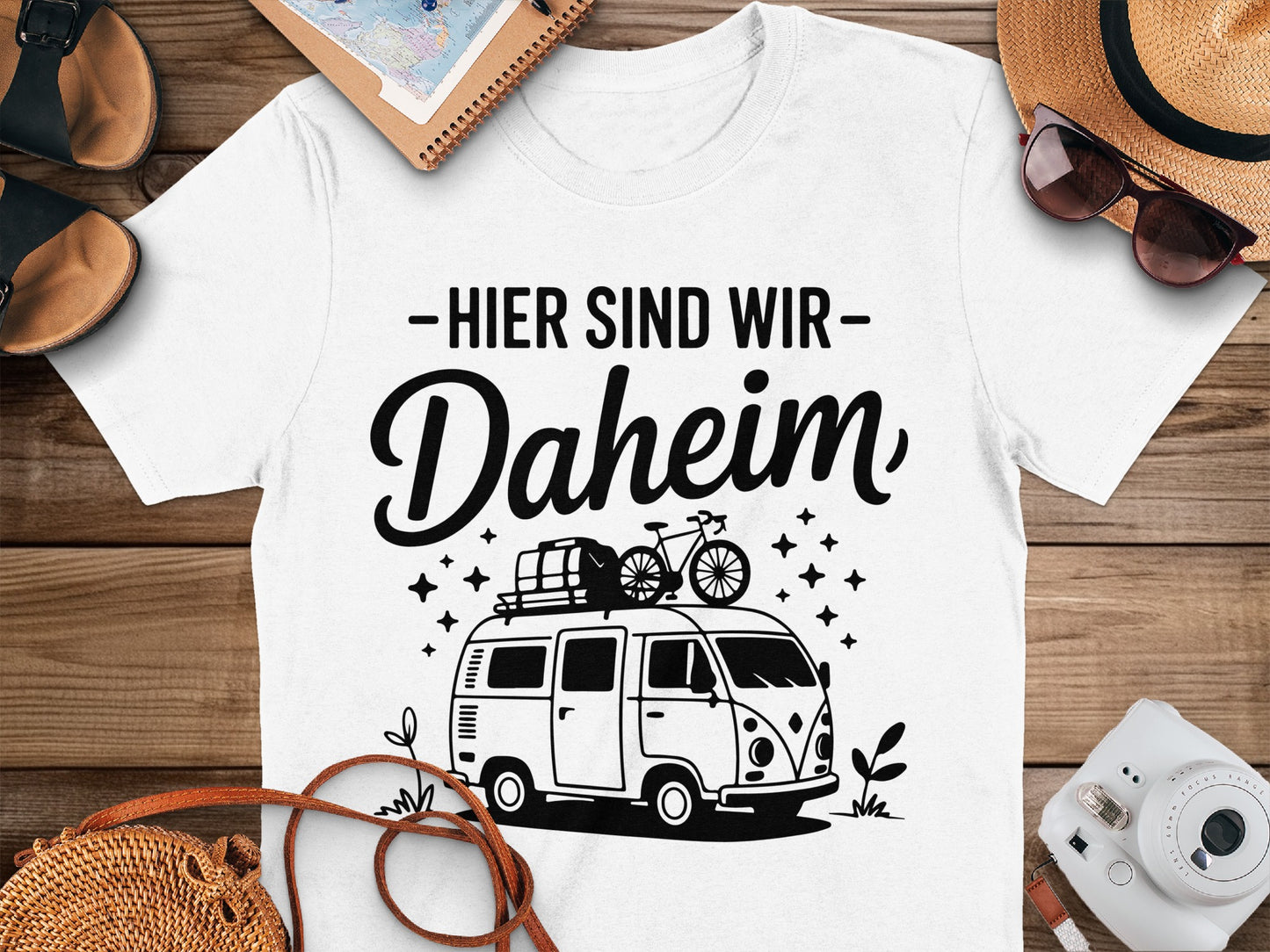 Hier Sind Wir Daheim Campervan Graphic T-Shirt