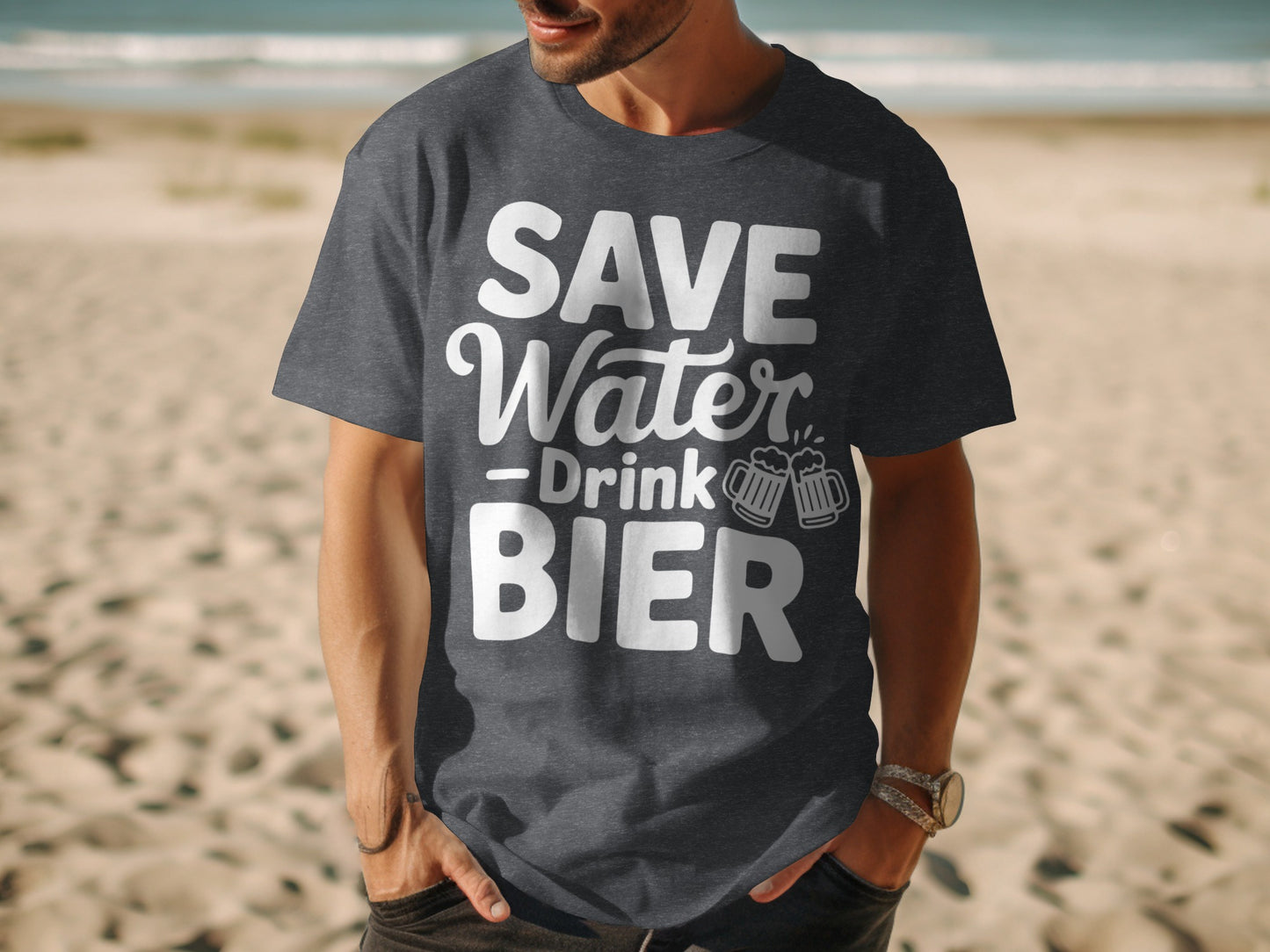 Save Water Drink Bier Graphic Print Shirt