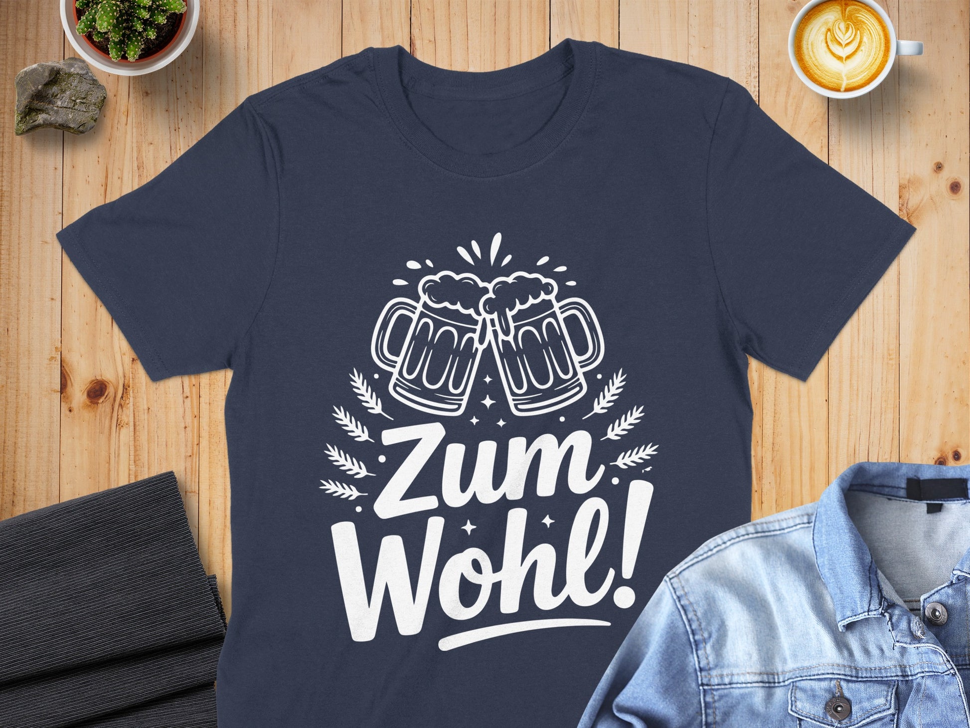 Zum Wohl Beer Cheers T-Shirt with Graphic Design