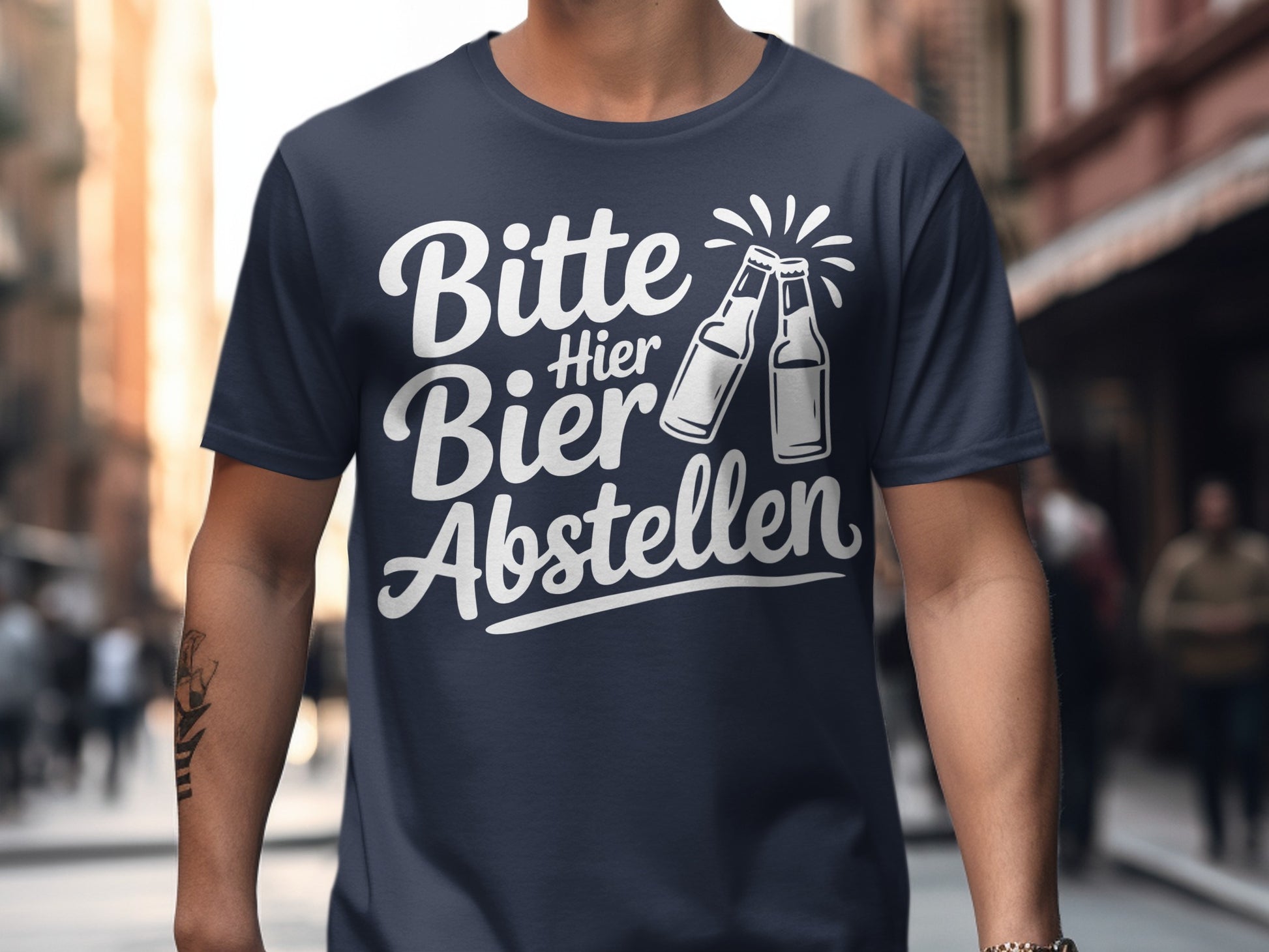 Bitte Hier Bier Abstellen Fun Graphic Tee