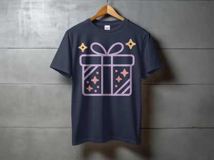 Gift Box Design with Stars Graphic T-Shirt