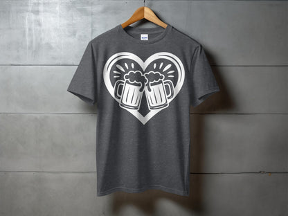 Beer Mug Heart Design Graphic T-Shirt