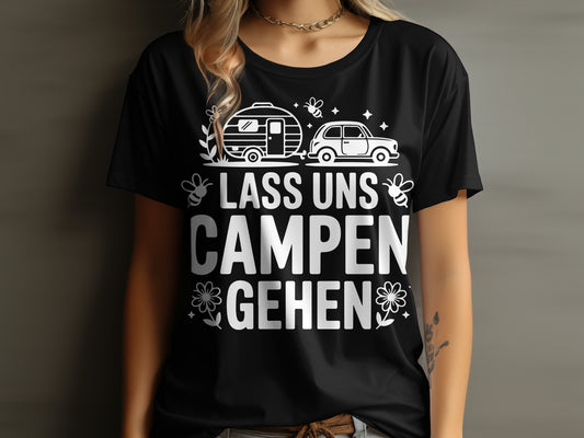 Lass Uns Campen Gehen Camper and Car Graphic Tee