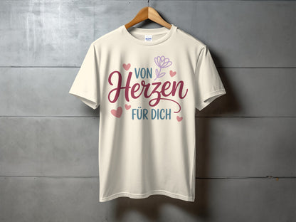 Von Herzen Für Dich Floral Heart Design Shirt