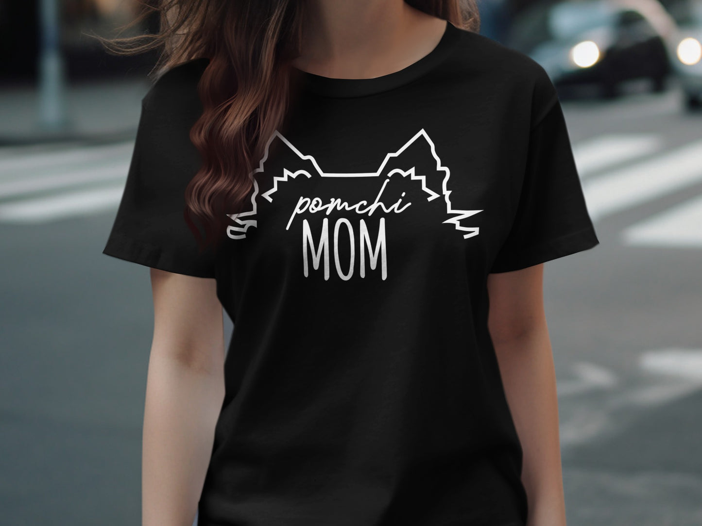 Cute Pomchi Mom Graphic Tee for Dog Lovers