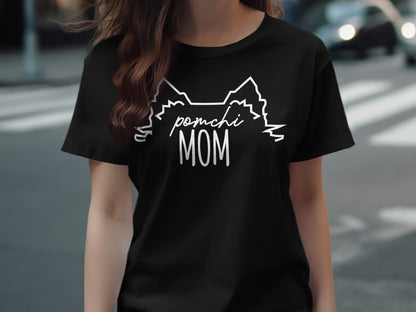 Cute Pomchi Mom Graphic Tee for Dog Lovers