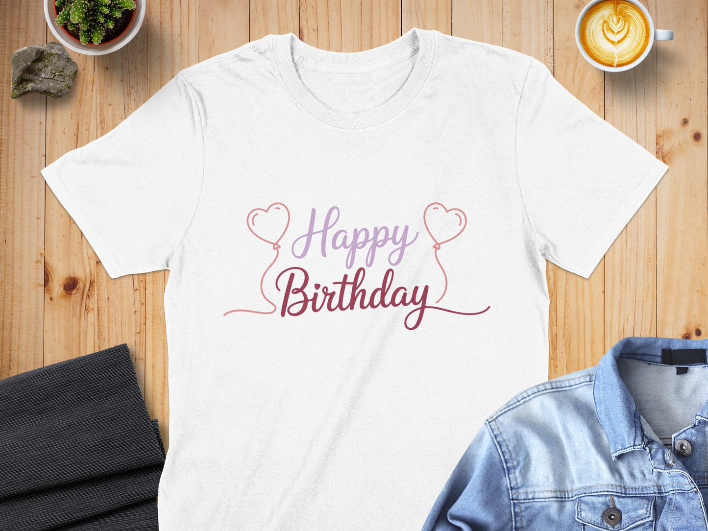 Happy Birthday Design with Balloon Hearts T-shirt