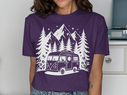 Retro Camper Van with Nature Graphic Shirt