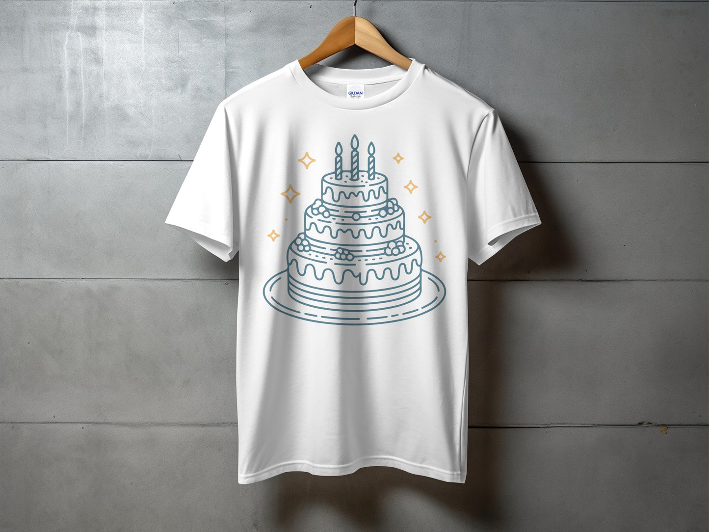 Birthday Cake with Candles and Stars T-Shirt