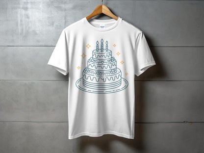 Birthday Cake with Candles and Stars T-Shirt