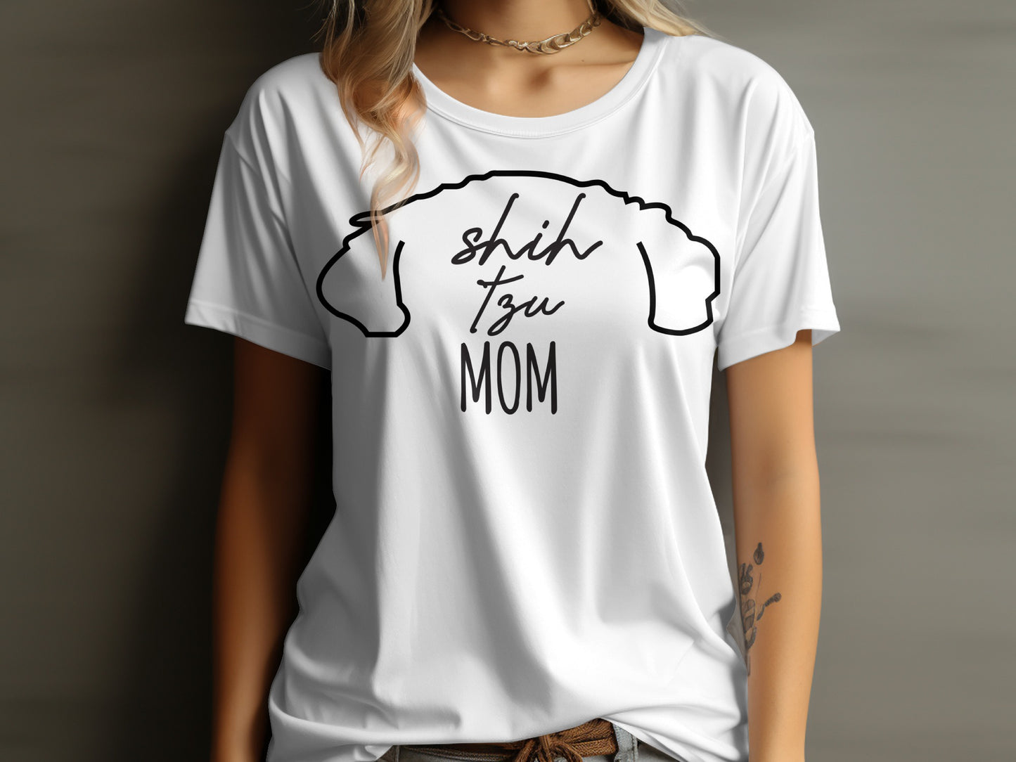 Shih Tzu Mom Graphic T-shirt Comfortable Wear