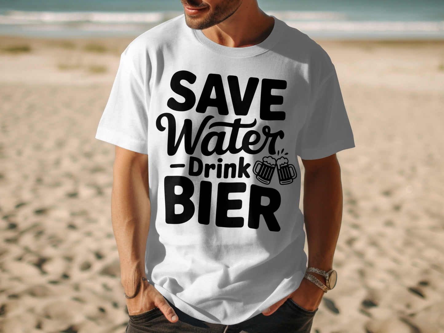 Save Water Drink Bier Graphic Tee Shirt