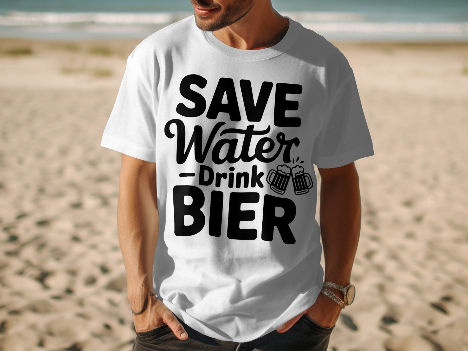 Save Water Drink Bier Graphic Tee Shirt