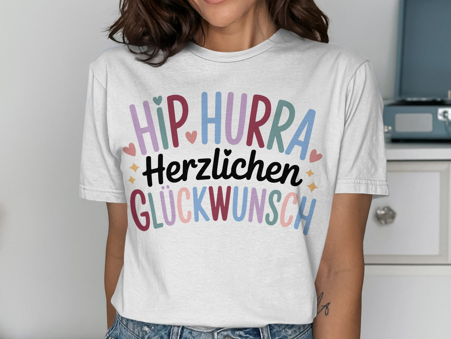 Colorful Hip Hurra Herzlichen Glückwunsch shirt