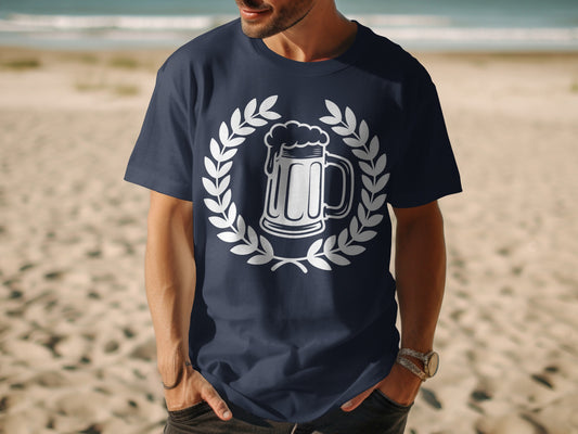 Casual Beachwear Large Beer Mug Graphic T-Shirt