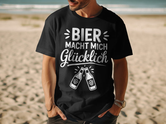Bier Macht Mich Glücklich Funny Beach T-Shirt