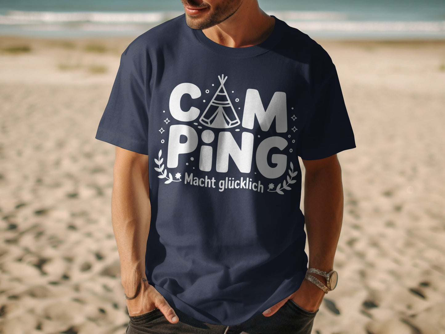 Camping Macht Glücklich Fun Outdoor Summer Design Shirt