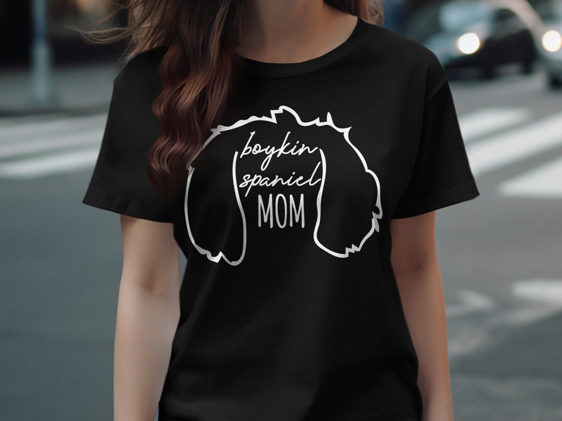 Boykin Spaniel Mom Top with Dog Ears Design Graphic